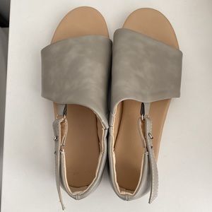 Faux Leather Grey Sandals Wide Feet (size 37)